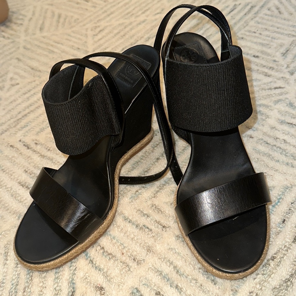 Tory Burch black wedges